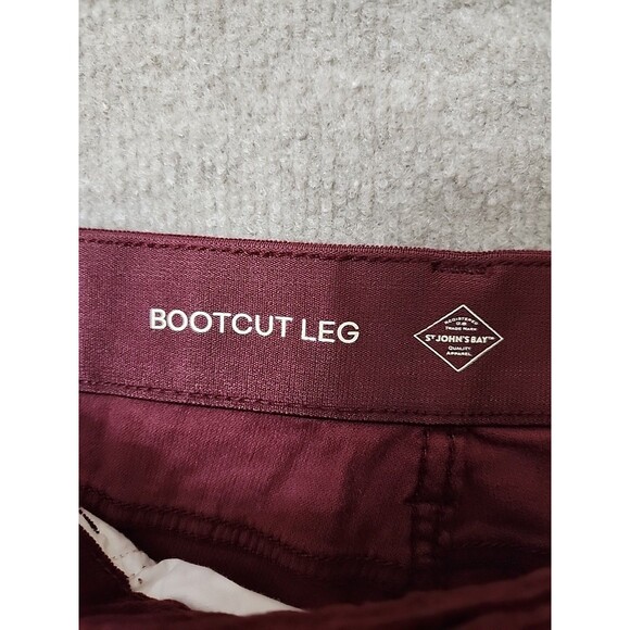 St Johns Bay Bootcut Corduroy Pants Womens 12 Burgundy Slimming Stretch NEW - Picture 11 of 13